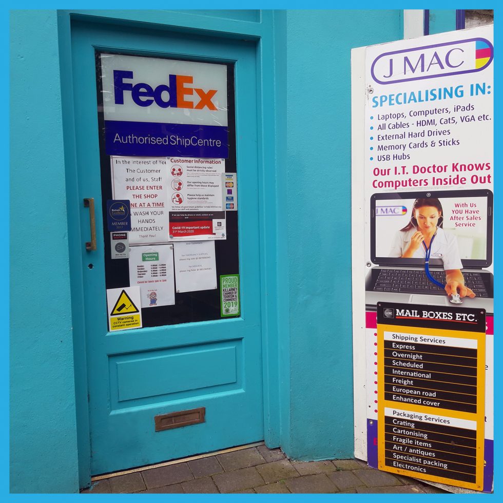 We offer a central Killarney base where you can walk in and send parcels using reputable courier services including FedEx, UPS, GLS, Nightline and Fastway